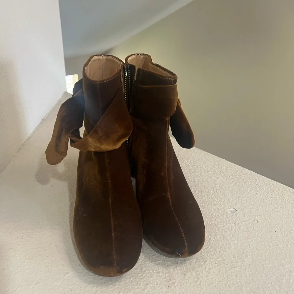 MADEWELL The Esme Brown Velvet‎ Knot Tie Boots -8